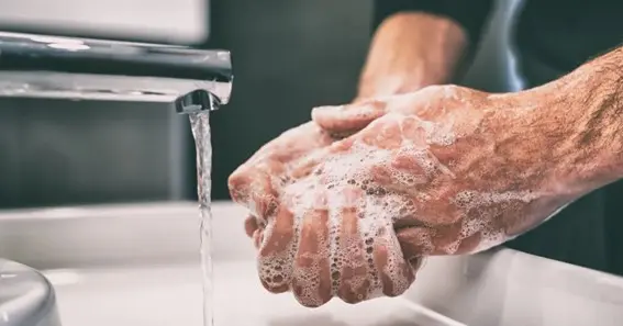 What is the correct order of steps for handwashing